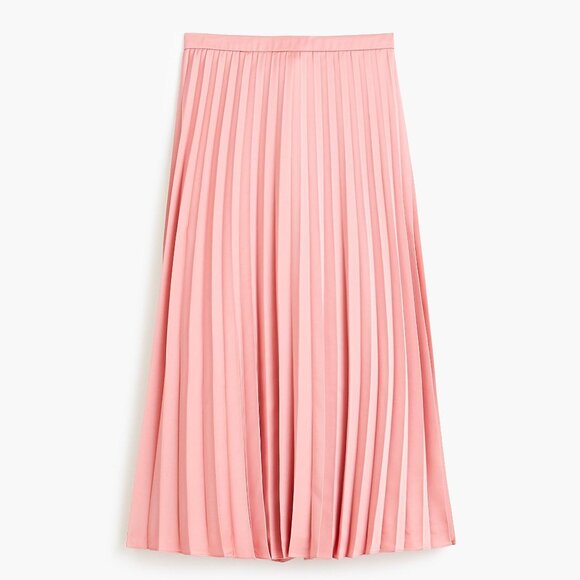 NWT J.Crew Pink Satin Pleated Midi Skirt Size 4 Petite - Picture 1 of 9